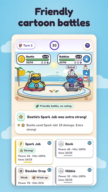 A friendly turn-based battle between two pets.